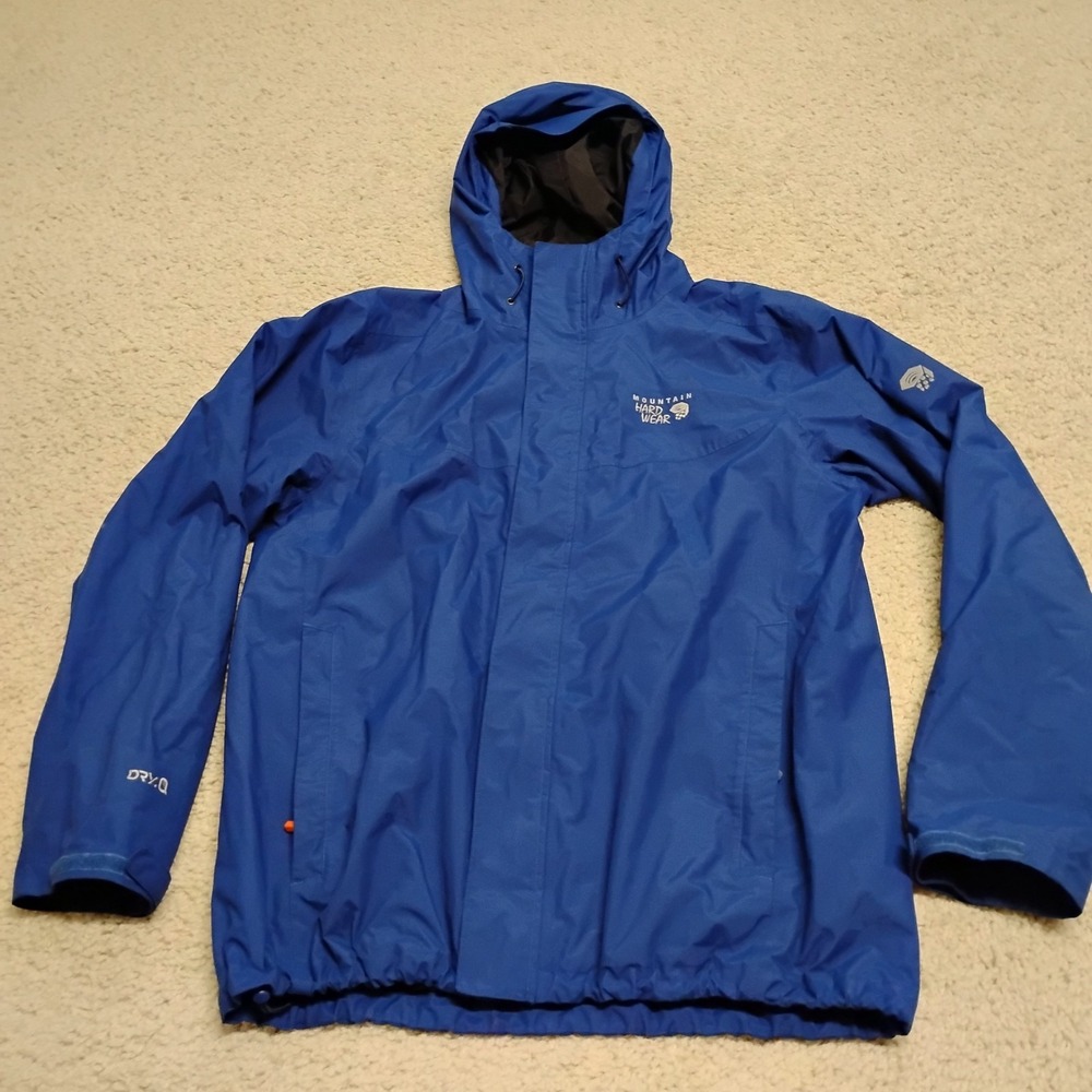Mountain Hardwear Jacket Men Medium Blue Dry Q Ski Winter Water Rain Hiking Camp